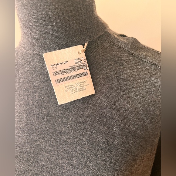 NWT Brunello Cucinelli Cashmere Sweater Turtleneck Italy Size M Monili Sleeve - Picture 12 of 13